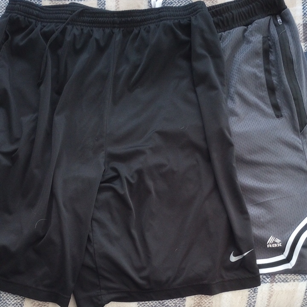 Nike and Reebok Men's Black and Gray Shorts